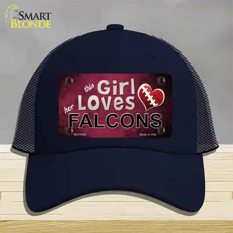 This Girl Loves Her Falcons Novelty License Plate Hat Mesh / Navy