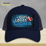 This Girl Loves Her Lions Novelty License Plate Hat Mesh / Navy