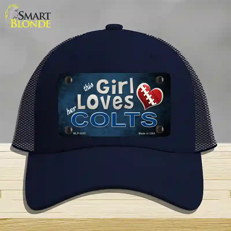 This Girl Loves Her Colts Novelty License Plate Hat Mesh / Navy