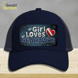 This Girl Loves Her Seahawks Novelty License Plate Hat Mesh / Navy