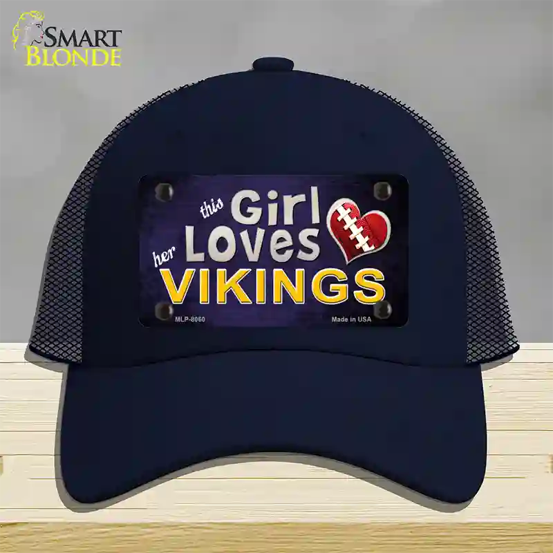 This Girl Loves Her Vikings Novelty License Plate Hat Mesh / Navy