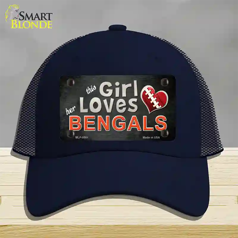 This Girl Loves Her Bengals Novelty License Plate Hat Mesh / Navy