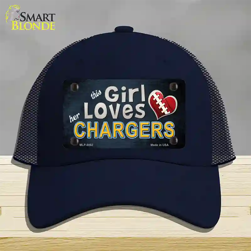 This Girl Loves Her Chargers Novelty License Plate Hat Mesh / Navy