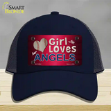 This Girl Loves Her Angels Novelty License Plate Hat Mesh / Navy