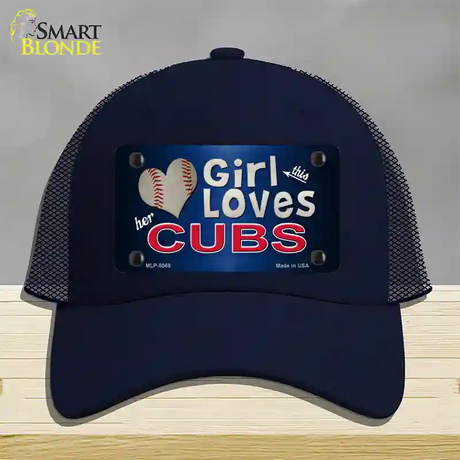 This Girl Loves Her Cubs Novelty License Plate Hat Mesh / Navy