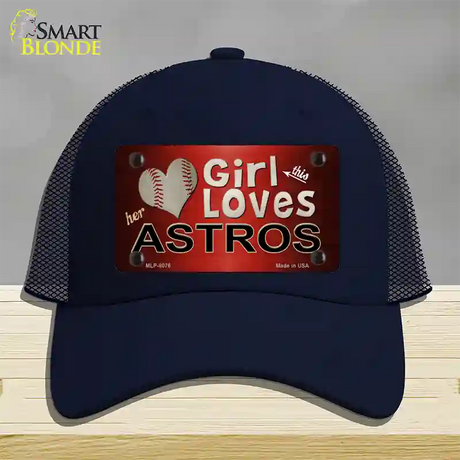 This Girl Loves Her Astros Novelty License Plate Hat Mesh / Navy