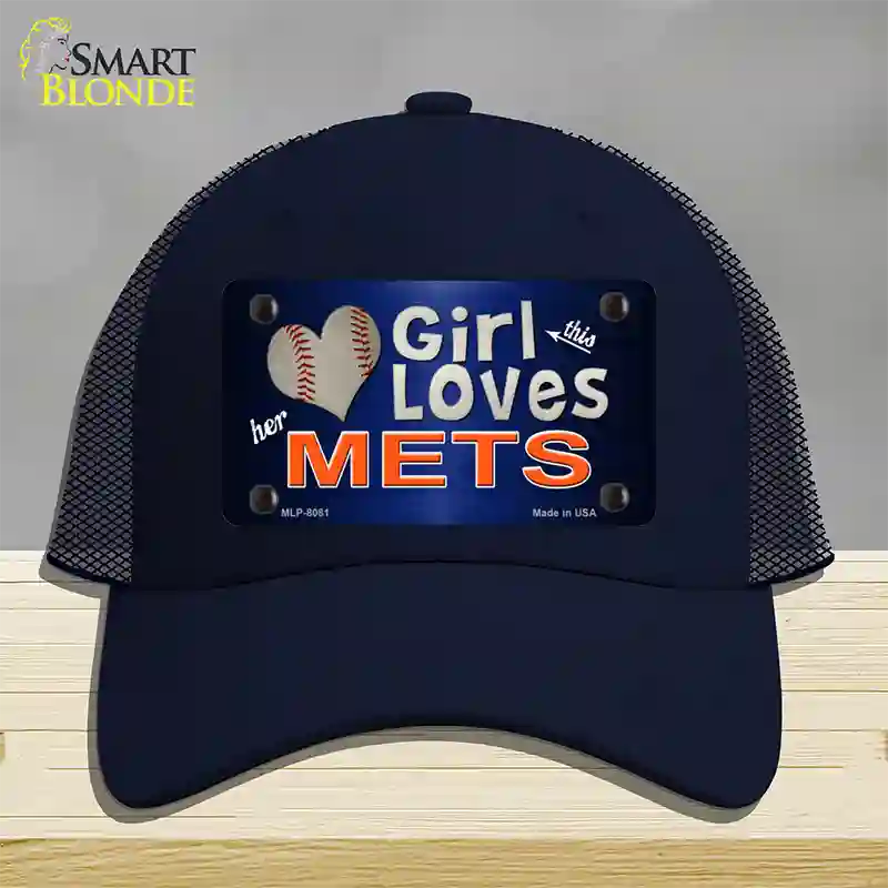 This Girl Loves Her Mets Novelty License Plate Hat Mesh / Navy