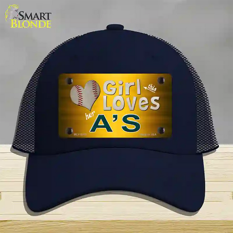 This Girl Loves Her Athletics Novelty License Plate Hat Mesh / Navy