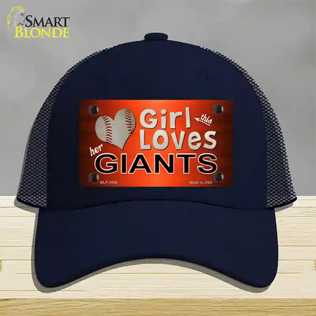 This Girl Loves Her Giants Baseball Novelty License Plate Hat Mesh / Navy