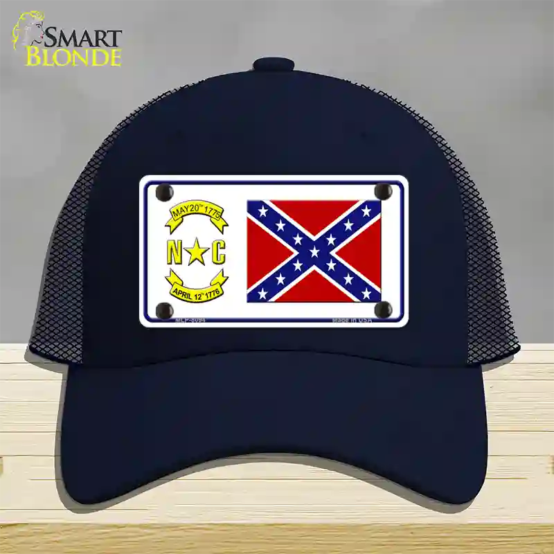 Confederate Flag North Carolina Novelty License Plate Hat Mesh / Navy