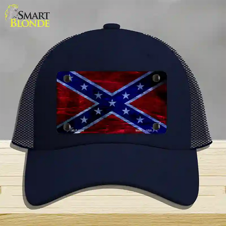 Confederate Flag Foiled Novelty License Plate Hat Mesh / Navy