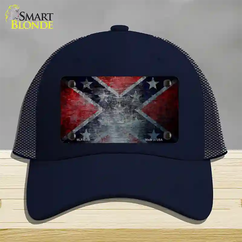 Confederate Flag Scratched Novelty License Plate Hat Mesh / Navy