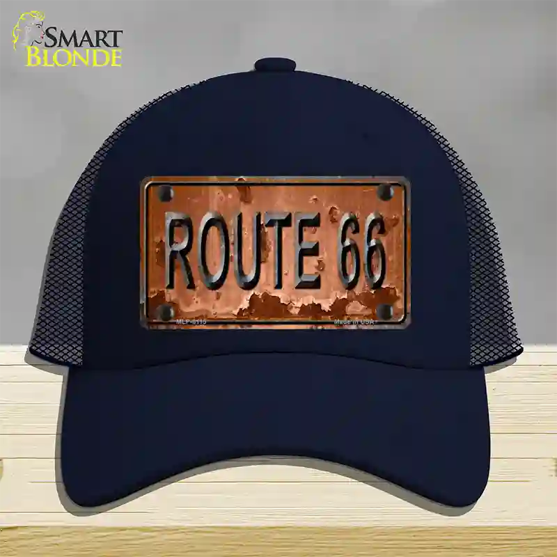 Route 66 Rusty Novelty License Plate Hat Mesh / Navy