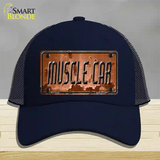 Muscle Car Novelty License Plate Hat Mesh / Navy