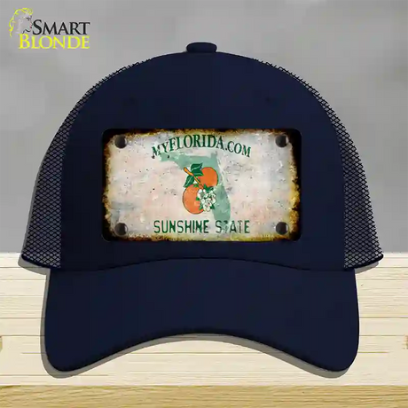 Florida Rusty Blank Novelty License Plate Hat Mesh / Navy