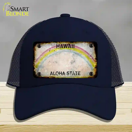 Hawaii Rusty Blank Novelty License Plate Hat Mesh / Navy