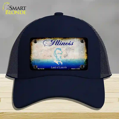 Illinois Rusty Blank Novelty License Plate Hat Mesh / Navy