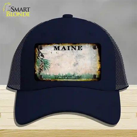 Maine Rusty Blank Novelty License Plate Hat Mesh / Navy