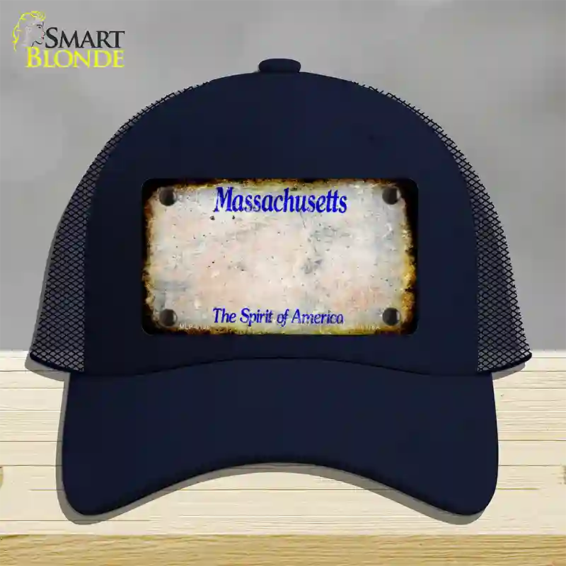 Massachusetts Rusty Blank Novelty License Plate Hat Mesh / Navy