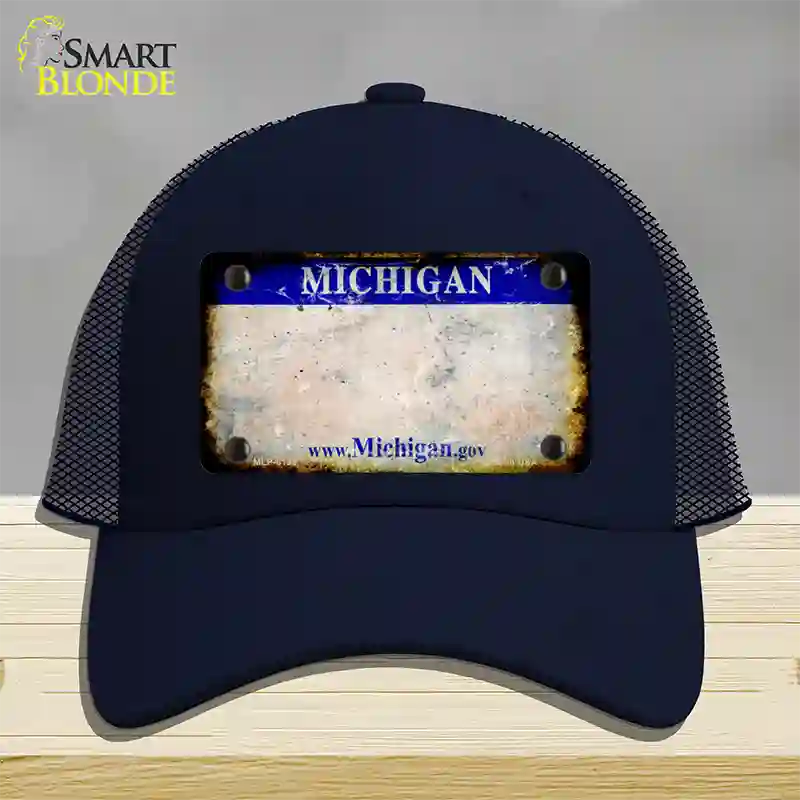 Michigan Gov Rusty Blank Novelty License Plate Hat Mesh / Navy