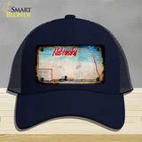 Nebraska Rusty Blank Novelty License Plate Hat Mesh / Navy