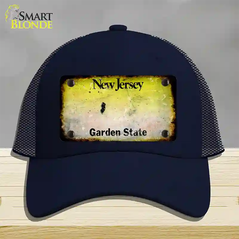 New Jersey Rusty Blank Novelty License Plate Hat Mesh / Navy