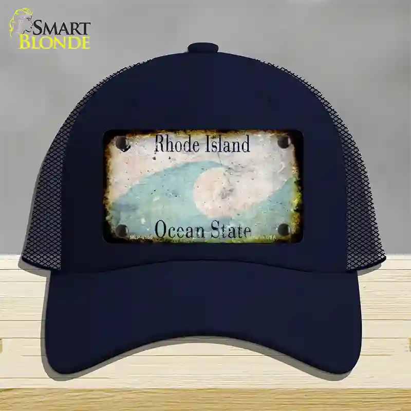 Rhode Island Rusty Blank Novelty License Plate Hat Mesh / Navy