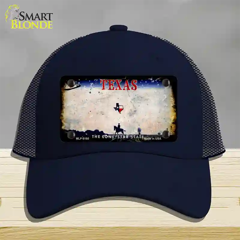 Texas Rusty Blank Novelty License Plate Hat Mesh / Navy