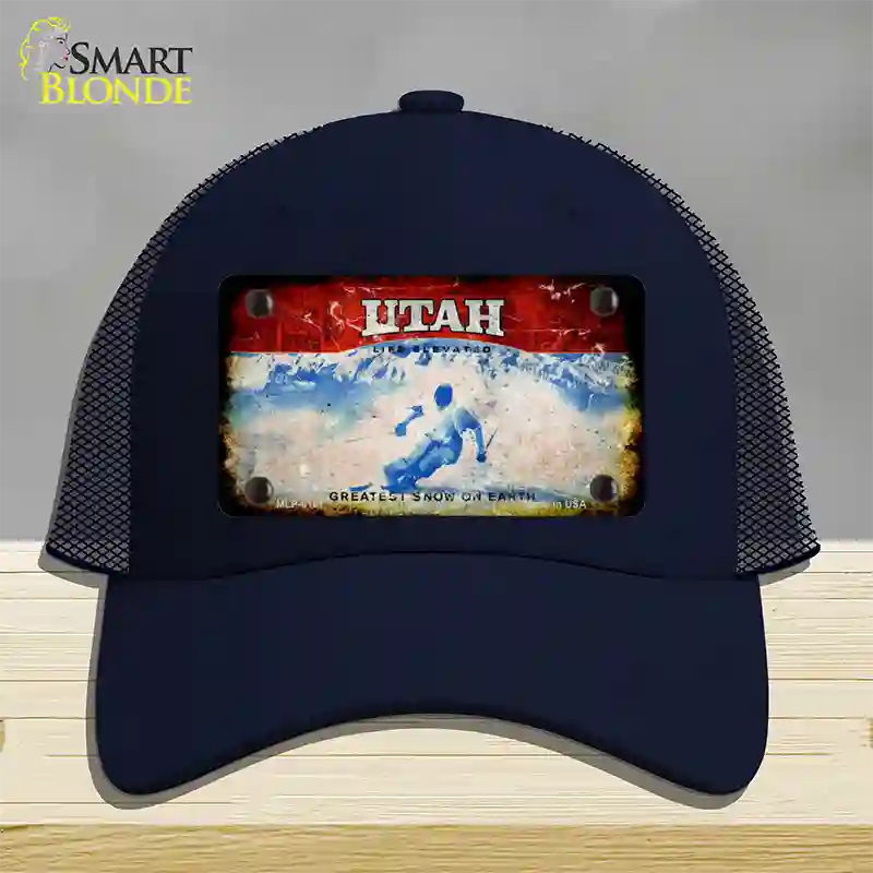 Utah Rusty Blank Novelty License Plate Hat Mesh / Navy