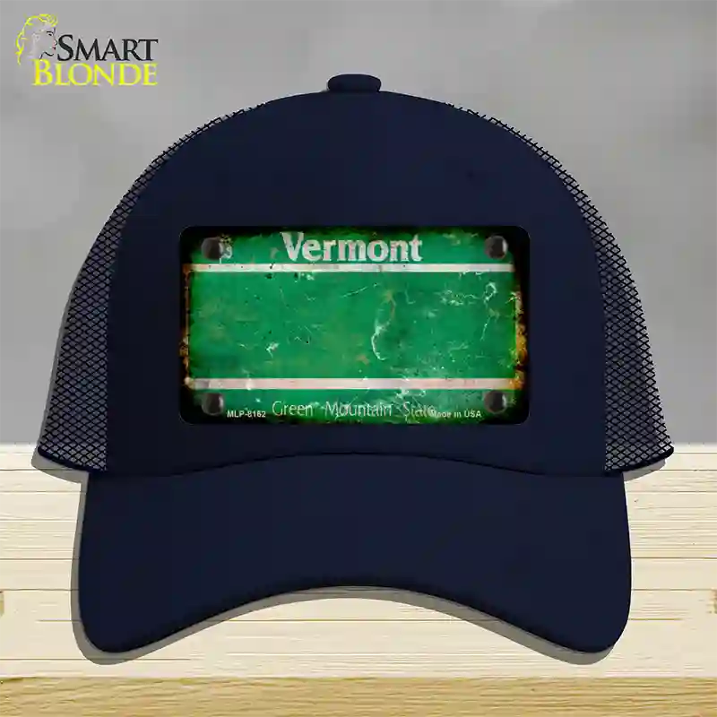 Vermont Rusty Blank Novelty License Plate Hat Mesh / Navy