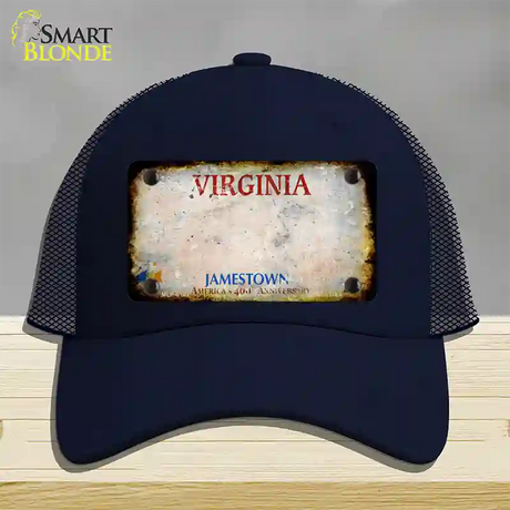 Virginia Rusty Blank Novelty License Plate Hat Mesh / Navy