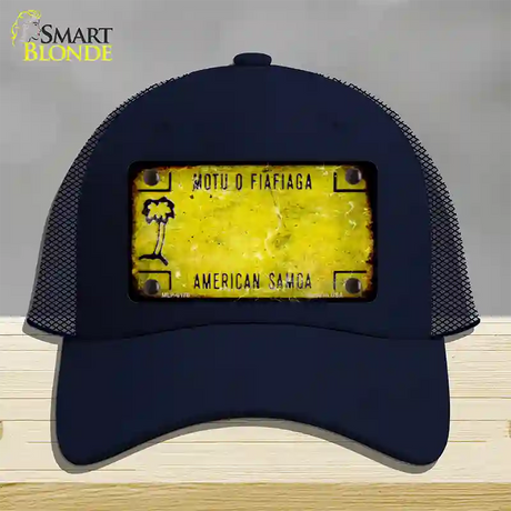 American Samoa Rusty Blank Novelty License Plate Hat Mesh / Navy