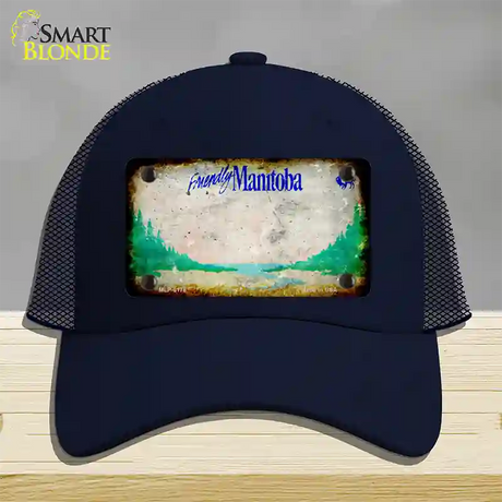 Manitoba Rusty Blank Novelty License Plate Hat Mesh / Navy