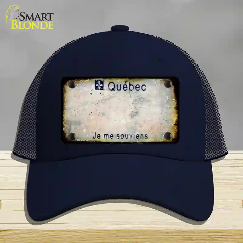 Quebec Rusty Blank Novelty License Plate Hat Mesh / Navy