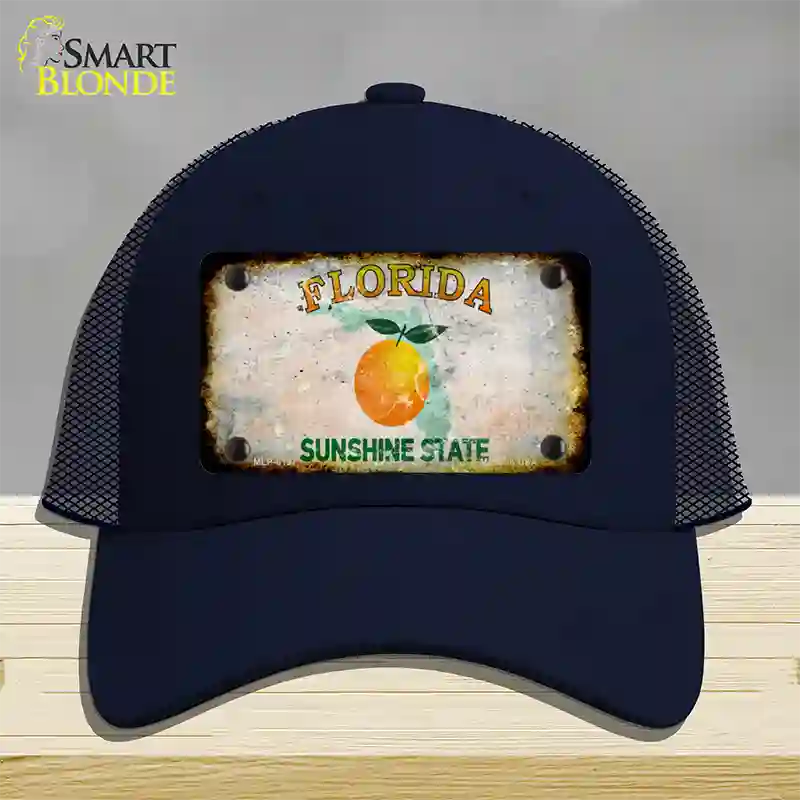 Florida Orange Rusty Blank Novelty License Plate Hat Mesh / Navy