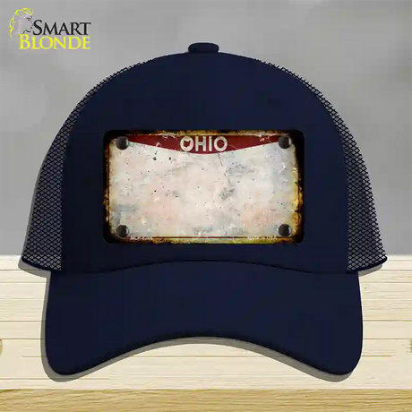 Ohio Rusty Blank Novelty License Plate Hat Mesh / Navy