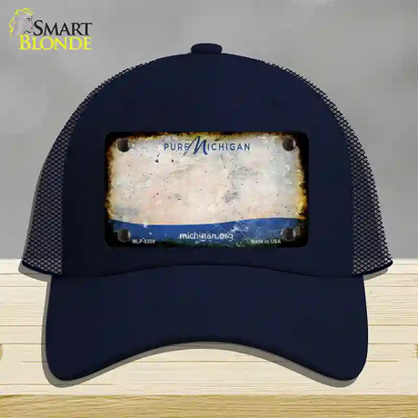 Pure Michigan Rusty Blank Novelty License Plate Hat Mesh / Navy