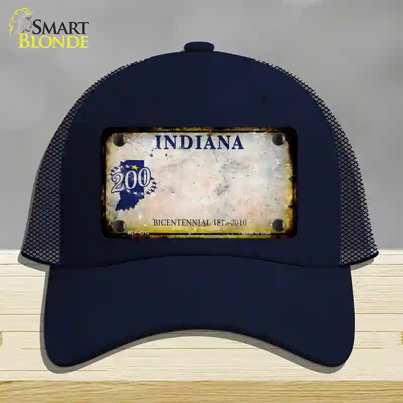 Indiana Rusty Blank Novelty License Plate Hat Mesh / Navy