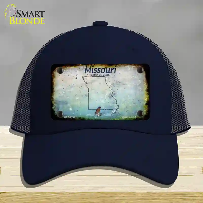 Missouri Show Me Rusty Blank Novelty License Plate Hat Mesh / Navy