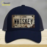 I Love Whiskey Novelty License Plate Hat Mesh / Navy