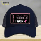 Breast Cancer Survivor Ribbon Novelty License Plate Hat Mesh / Navy