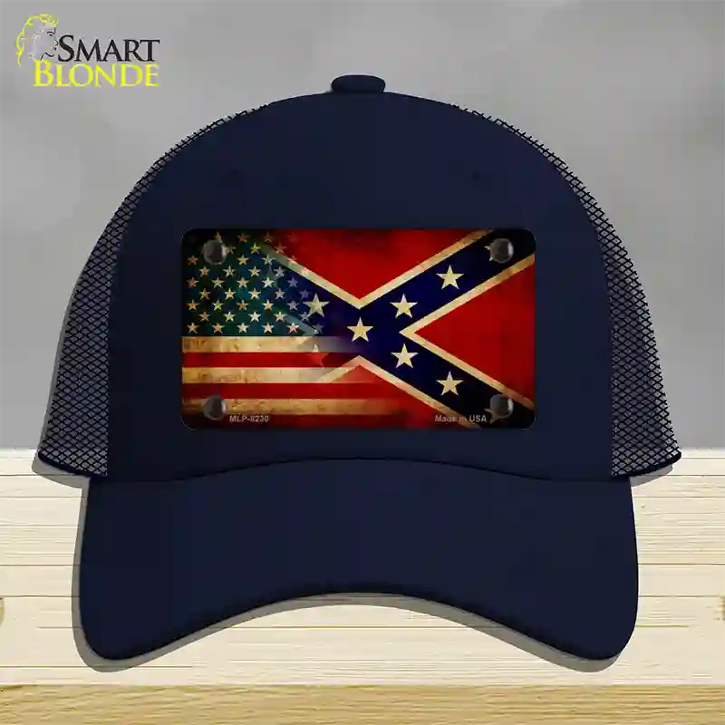 American Confederate Flag Novelty License Plate Hat Mesh / Navy