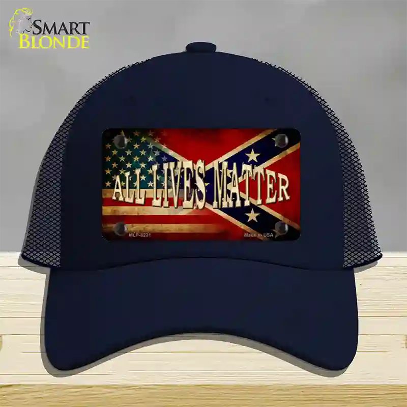 All Lives Matter Flag Novelty License Plate Hat Mesh / Navy