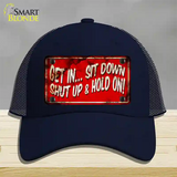 Get In Sit Down Shut Up Vintage Novelty License Plate Hat Mesh / Navy