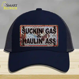 Suckin Gas Haulin Ass Vintage Novelty License Plate Hat Mesh / Navy