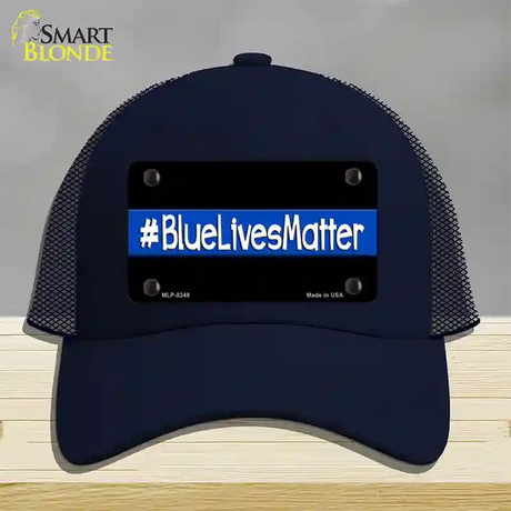 Blue Lives Matter Black Novelty License Plate Hat Mesh / Navy