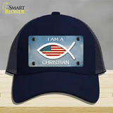 I Am A Christian Novelty License Plate Hat Mesh / Navy