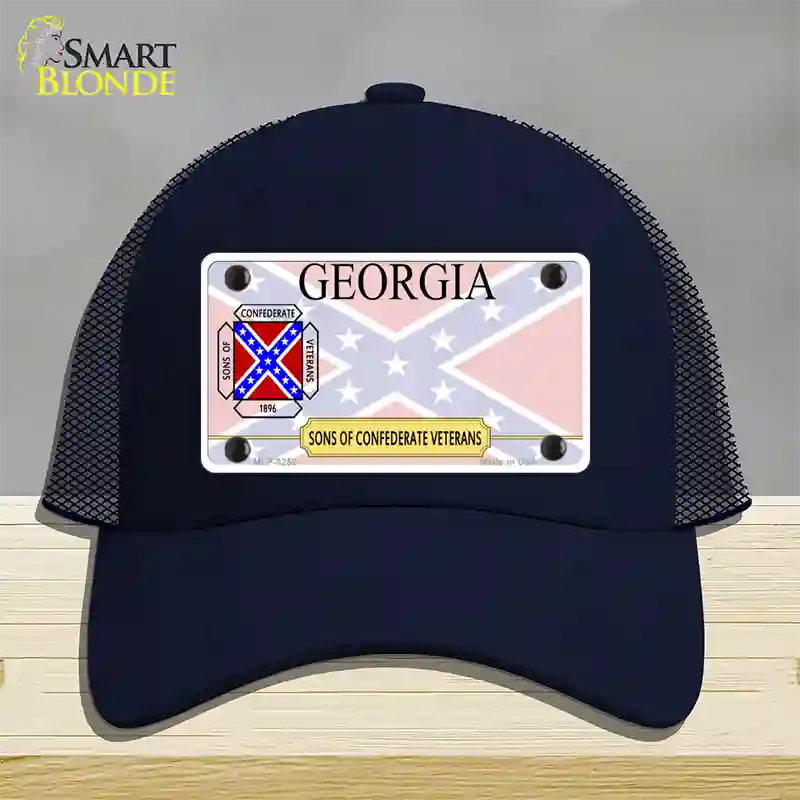 Georgia Sons Of Confederate Novelty License Plate Hat Mesh / Navy