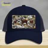 Deer On Camo Novelty License Plate Hat Mesh / Navy