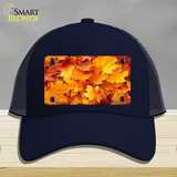 Fall Leaves Novelty License Plate Hat Mesh / Navy